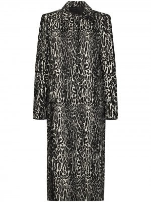 Жаккардовое пальто с леопардовым узором Commission. Цвет: черный