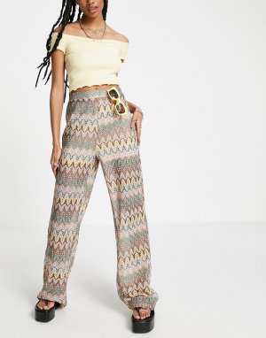 Трикотажные брюки с широкими штанинами и геометрическим принтом от комплекта -Многоцветный Outrageous Fortune