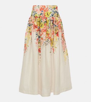 Льняная юбка макси alight с цветочным принтом , мультиколор Zimmermann