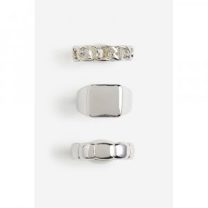 Кольцо HM, комплект из 3 предметов, серебристого цвета H&M