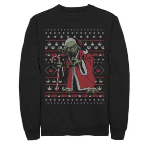 Мужской Йода из Звездных войн в костюме Санты, уродливый рождественский флис , черный Licensed Character