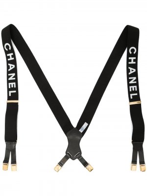 Подтяжки 1990-х годов с логотипом Chanel Pre-Owned. Цвет: черный
