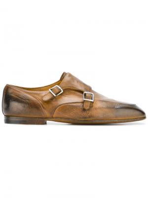 Туфли-монки с эффектом горения Premiata. Цвет: коричневый
