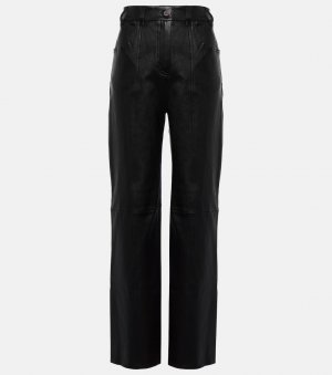 Прямые кожаные брюки benny с завышенной талией Stouls, черный STOULS