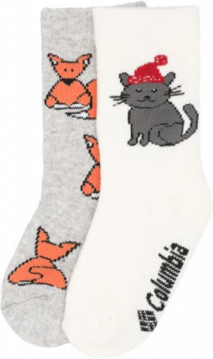 Носки для девочек Cat And Foxes, 2 пары, размер 31-34 Columbia. Цвет: белый
