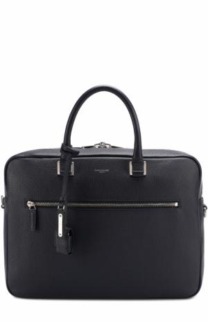 Кожаная сумка для ноутбука с плечевым ремнем Saint Laurent. Цвет: темно-синий