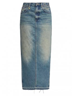 Джинсовая юбка-макси с боковым разрезом , синий R13