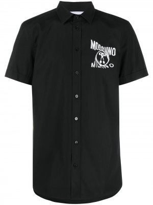 Рубашка с короткими рукавами и логотипом Moschino. Цвет: черный