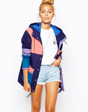 Hooded Mac Jacket With Multi Colour Block Lazy Oaf. Цвет: мульти