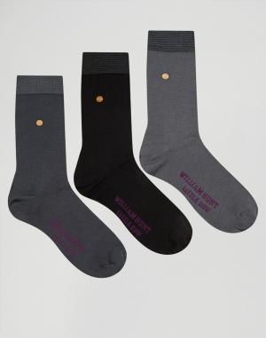 3 пары носков William Hunt. Цвет: черный