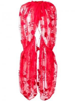 Декорированный кружевной кейп Simone Rocha. Цвет: красный