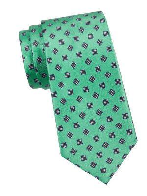 Шелковый галстук с принтом , зеленый Brioni