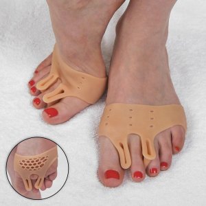 Корректоры-разделители для пальцев ног, на манжете, дышащие, 2 разделителя, силиконовые, 8 × 7 см, пара, цвет бежевый ONLITOP