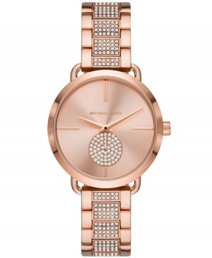 Женские часы Portia с браслетом из нержавеющей стали цвета розового золота, 36 мм , золотой Michael Kors