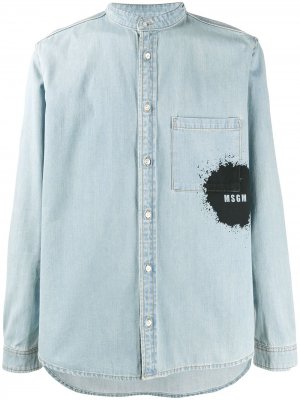 Джинсовая рубашка с воротником-стойкой и логотипом MSGM. Цвет: синий
