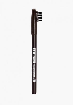 Карандаш для бровей CC Brow Контурный pencil СС Brow, цвет 03 (темно-коричневый). Цвет: коричневый
