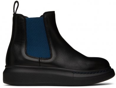 Детские черные и темно-синие большие ботинки челси Alexander McQueen