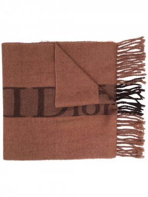 Шарф 2000-х годов с бахромой и логотипом Christian Dior. Цвет: коричневый