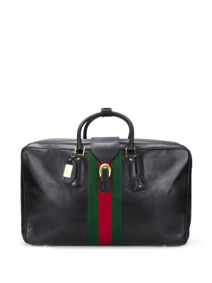 Дорожная сумка Sylvie 1960-х годов с отделкой Web Gucci Pre-Owned. Цвет: черный
