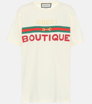 Хлопковая футболка с принтом GUCCI, белый Gucci
