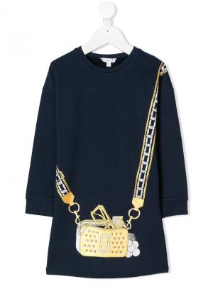 Платье-толстовка с принтом сумки через плечо Little Marc Jacobs. Цвет: синий