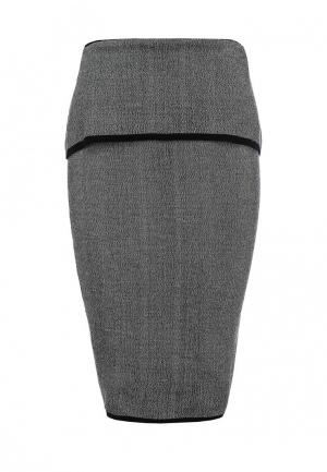 Юбка LOST INK Tweed peplum skirt. Цвет: серый