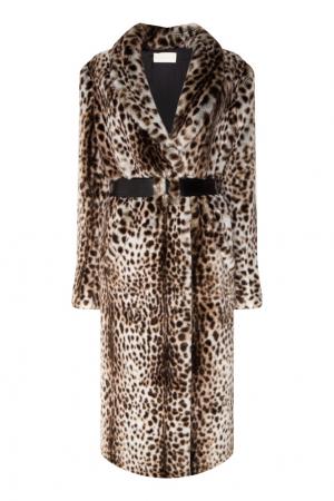Леопардовое пальто из искусственного меха Kuraga. Цвет: multicolor