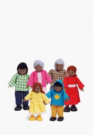 Набор игровой Hape куклы Счастливая афроамериканская семья. Цвет: разноцветный