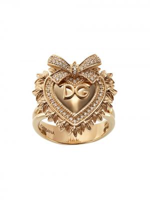 Кольцо Devotion из желтого золота с бриллиантами Dolce & Gabbana. Цвет: золотистый