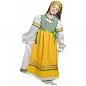 Желто-зеленый народный костюм FeiX-02 ПТИЦА ФЕНИКС. Цвет: зеленый/желтый/белый
