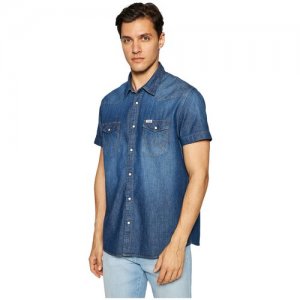 Рубашка джинсовая SS WESTERN SHIRT MID SUMMER Мужчины W5J05K30P S Wrangler. Цвет: синий