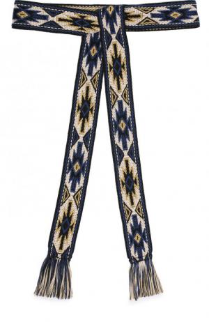 Текстильный пояс с вышивкой и кисточками Isabel Marant Etoile. Цвет: голубой