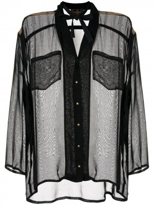 Полупрозрачная блузка 1990-х годов с логотипом Fendi Pre-Owned. Цвет: черный