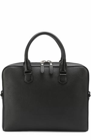 Кожаная сумка для ноутбука с внешним карманом на молнии Lanvin. Цвет: черный