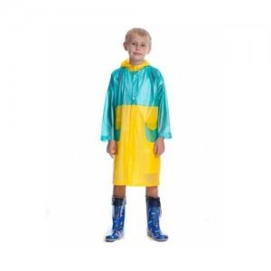 Плащ-дождевик детский с карманом под рюкзак YH-868, желтый/голубой, размер XL LACOGI. Цвет: желтый/голубой