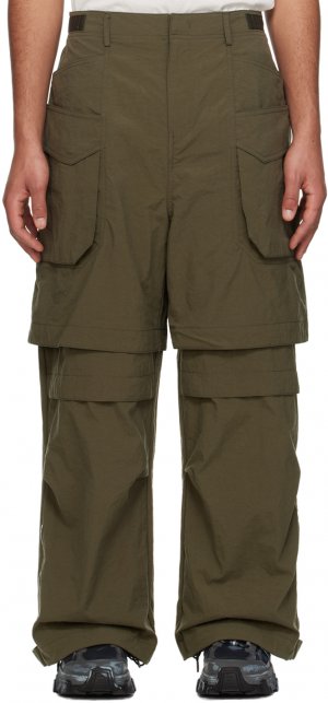 Зеленые многослойные брюки-карго Juun.J