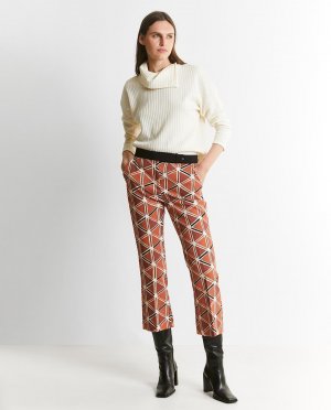 Женские прямые классические брюки с геометрическим принтом , оранжевый Trucco. Цвет: оранжевый
