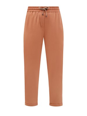 Укороченные брюки из эластичного футера с декором Мониль BRUNELLO CUCINELLI. Цвет: оранжевый