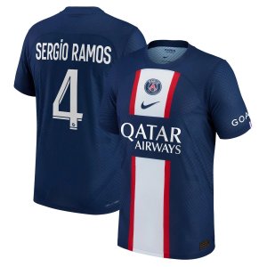 Мужская синяя футболка Sergio Ramos Paris Saint-Germain 2022/23, домашняя аутентичная игрока Nike