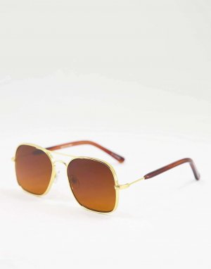 Золотые солнцезащитные очки-авиаторы Born to Lose с коричневыми линзами Spitfire