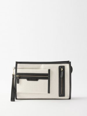 Клатч из парусины с кожаной отделкой и карманом , бежевый Anya Hindmarch
