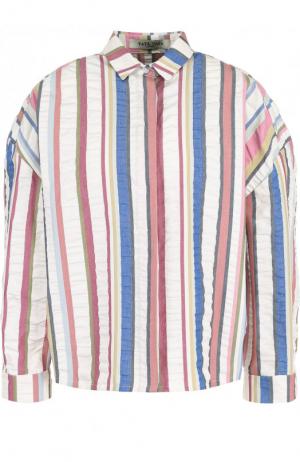 Хлопковая блуза в полоску с укороченным рукавом Tata Naka. Цвет: разноцветный