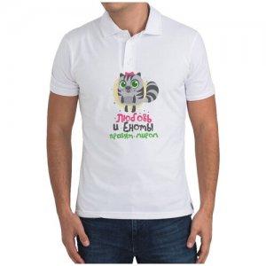 Рубашка- поло Любовь и еноты правят миром девочка CoolPodarok. Цвет: белый