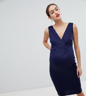 Платье миди с запахом -Темно-синий Flounce London Maternity
