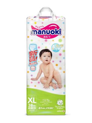Manuoki Детские подгузники-трусики XL (12+ кг) 38 шт. НОВАЯ АНАТОМИЧЕСКАЯ ФОРМА - 3D. Цвет: белый