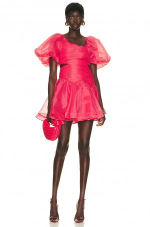 Платье мини Joan Puff Sleeve, цвет Rouge Pink Aje