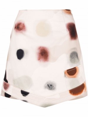 Polka dot-print A-line miniskirt Genny. Цвет: бежевый