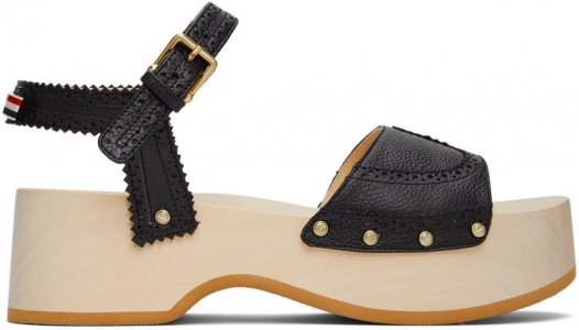 Черные сандалии-броги с ремешком на щиколотке Thom Browne