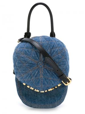 Джинсовая сумка-тоут в виде кепки Moschino. Цвет: синий
