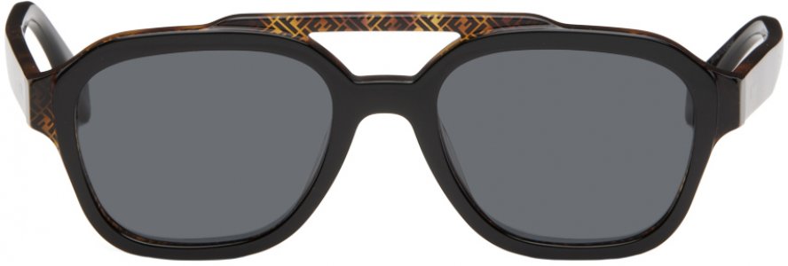 Черные и черепаховые двухслойные солнцезащитные очки Fendi